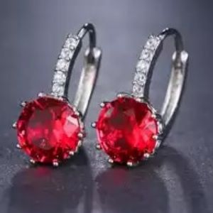 New Women’s 925 Silver Round Cut Sapphire Earrings